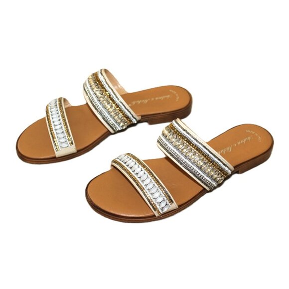 ANDREA e MICHELE Made in Italy Beaded Rhinstone Strap Sandals (US 8.5) - Picture 3 of 11